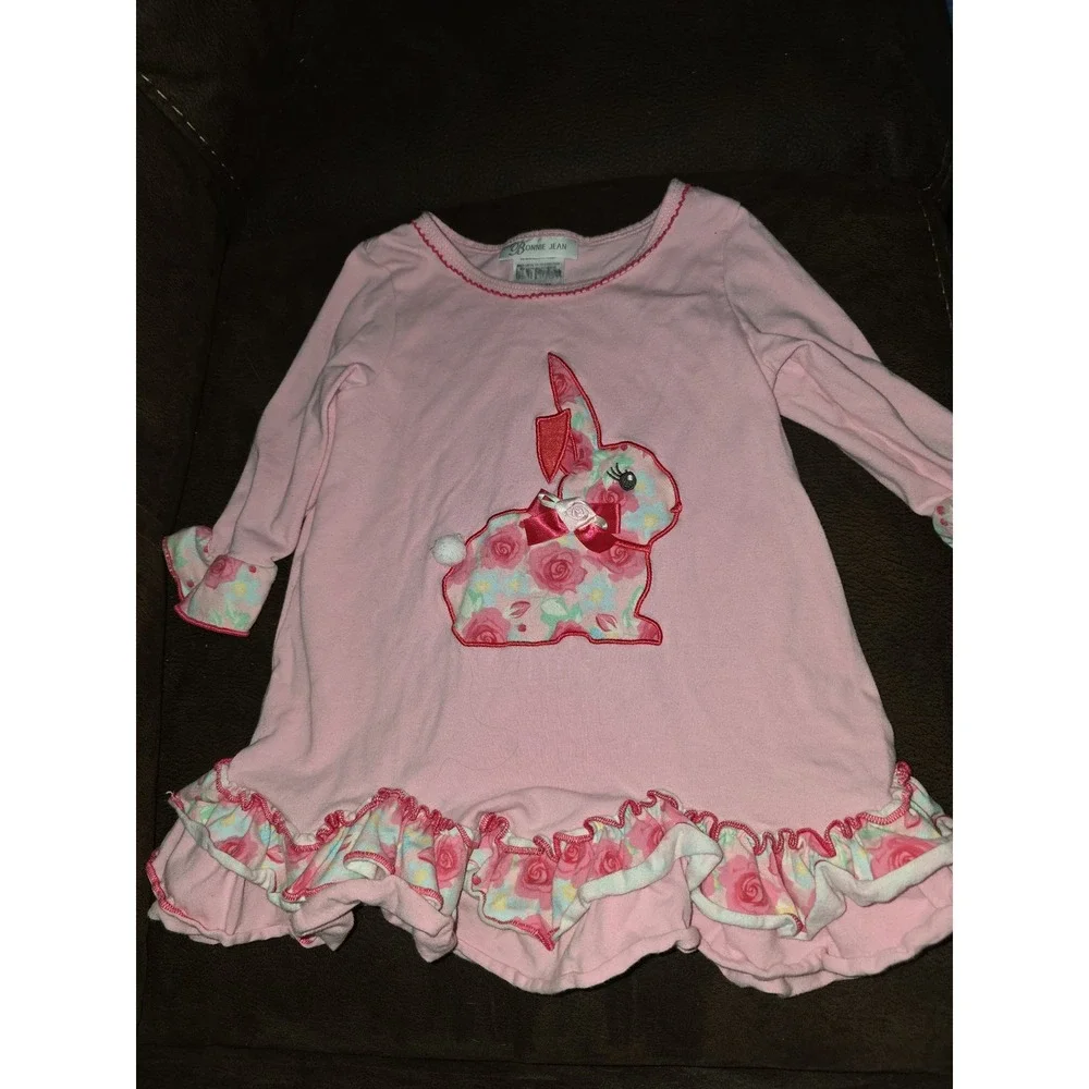 Bonnie jean‎ spring floral Easter bunny outfit top leggings size 4